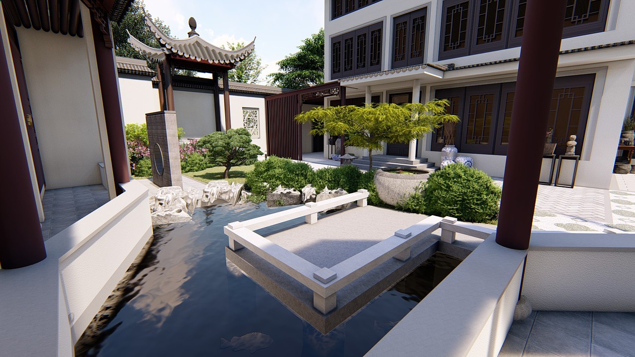 中式庭院景觀(guān)設(shè)計(jì)|空間|景觀(guān)設(shè)計(jì)|張笑文字_原創(chuàng)作品-站酷zcool