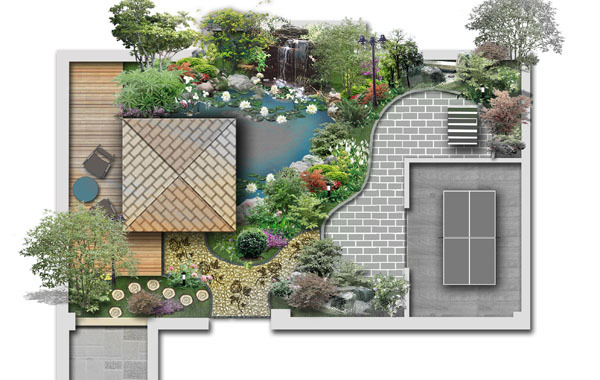 中國(guó)古典庭院園林景觀(guān)psd平面圖